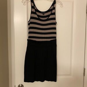 Banana Republic Black and Beige Striped Mini Dress